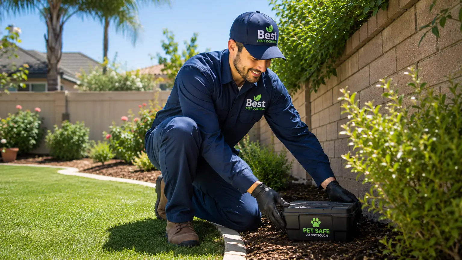 Pest control technician at work in a London home