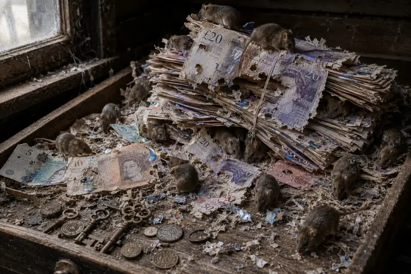 Mice on banknotes, illustrating mice control costs
