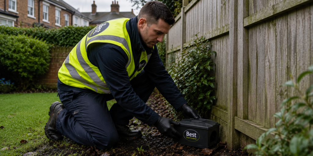 pest control technician rat bait station garden London