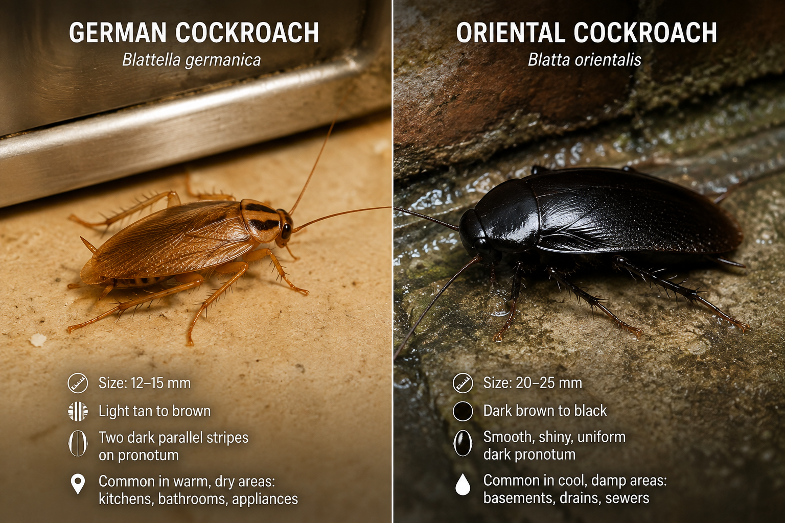 German vs Oriental Cockroach: How to Tell the Difference